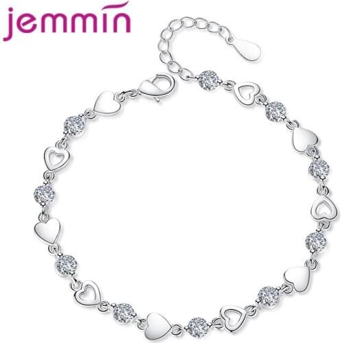 Romantic Heart Love Bracelet For Women Girls Fashion Jewelry Crystal 925 Sterling Silver Chain Bracelet Wholesale