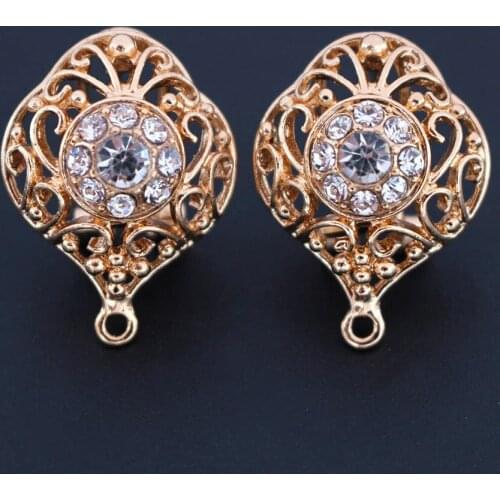 Earrings Post Connector Linker Black Rhinestone CZ Filigree Metal Base for Women Statement Dangle Hanging Earrings Drop Earrings