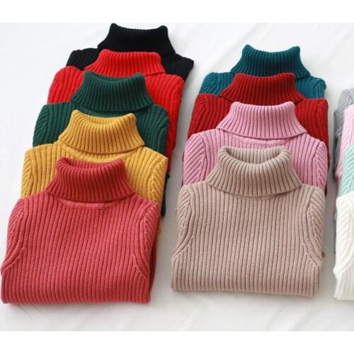 Winter Turtleneck Kids Sweaters Solid Thicken Boys Girls Sweater 2018 New Autumn Casual Children Knitted Sweater For Girls 2-8T