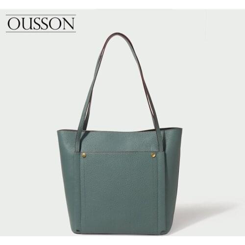 Soft leather!OUSSON new 2020 shoulder bag genuine leather with large capacity for women and mummy bag with high quality tote bag