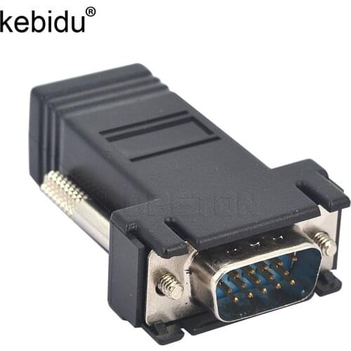 Kebidu VGA Extender Female/Male to Lan Cat5 Cat5e/6 RJ45 Ethernet Female Adapter Requires No External Power for PC Laptop