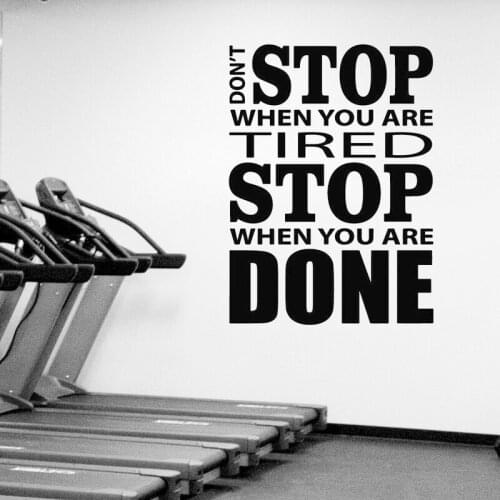 Don't Stop Gym Fitness Vinyl Wall Stickers Decals Sports Motivational Posters Hot Sale Wallpaper Removable Decals Art Deco WL45