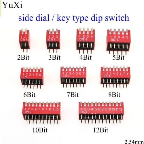 YuXi 1pcs 2P 3P 4P 5P 6P 7P 8P 10P 12P bit 2.54mm DIP switch/digital toggle switch red right angle side position dial switch