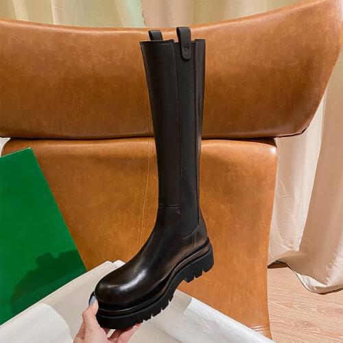 Shoes Boots Fashion Woman Non-slip Waterproof Winter Botas Zipper PU Leather Knee High Boots Women Chunky Platform Long Boots