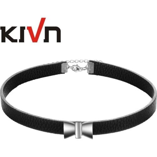 Womens Fashion Jewelry Bow Black Gothic Leather Collar Choker Necklaces for Girls Promotion Christmas Birthday Mothers Day Gifts