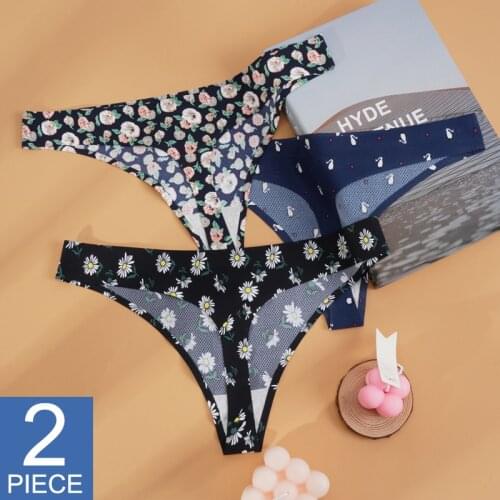 Women Sexy Lingerie Temptation Low-waist Flowers Panties Thong Female Seamless Breathable G String T back Intimates Umderwear
