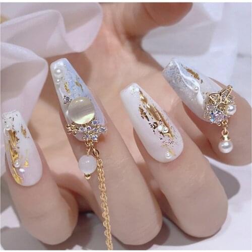 1 Pcs Charm Pearl Luxury Zircon 3D Nail Art Decorations Shiny Diamonds Crystal Alloy Bowknot Jewelry Design Accessories