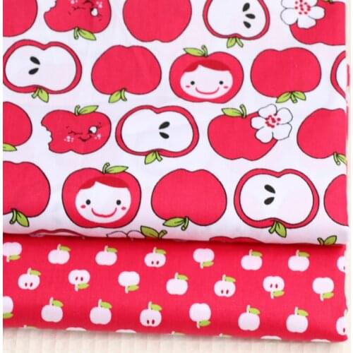 100% Cotton Fabric for Sewing DIY Quilting Patchwork Tissue Kids Clothes Bedding Textile Tilda Doll Cloth Red Cartoon Apple