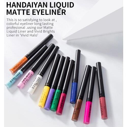 12 Colors Waterproof Matte Liquid Eyeliner Eye Make Up Long Lasting Eye Liner Eyes Makeup Tools Fine Soft Sponge Eyeliner Brush