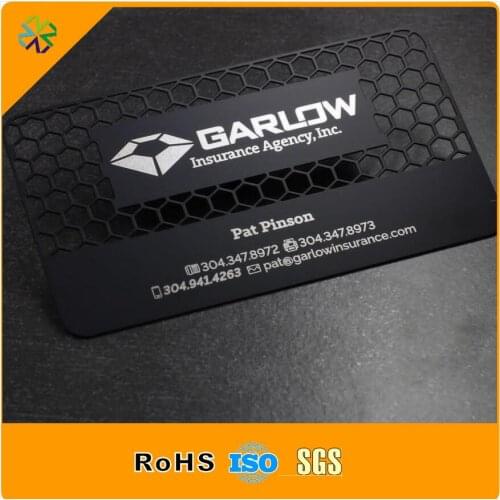 150pcs/lot 80*50mm stainless steel metal material logo cutting through plated with matte black steel name card