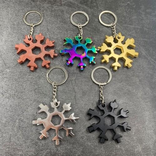 18 In 1 Snowflake Multi Pocket Tool Keychain Spanner Hex Wrench Multifunction Screwdriver Multipurpose Camp Survive Outdoor Hike