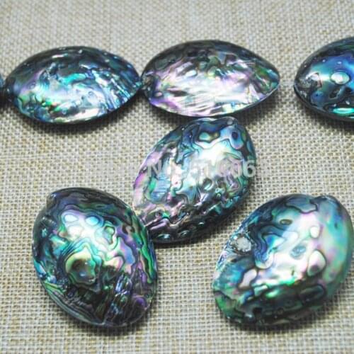 2 Pieces / Lot, Nature Abalone Shell Egg Middle Drilled Hole DIY beads Accessories Size 35-45mm for beach tourism selling
