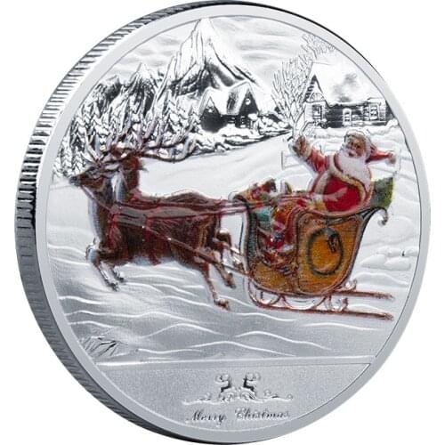 2021 Colour Christmas Santa Claus Commemorative Coin Souvenir Collectible Art