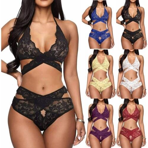 Bandage Sexy Underwear Women Lace Perspective Lingerie Set Bra Thong Sets Erotic Sexy Sensual Lingerie Set нижнее белье женское
