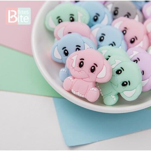 5pc Baby Teether Silicone Elephant Beads Food Grade Silicone Tiny Rod Pendant DIY Pacifier Chain Necklace Childrens Goods Gifts