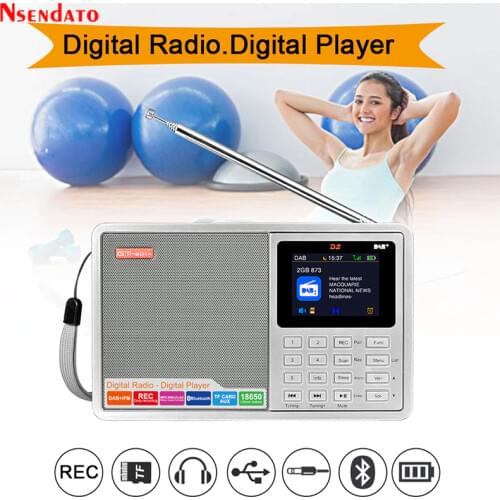 GTMEDIA D2 Digital FM DAB RSD Radio Bluetooth DAB+ FM BT TF Card AUX Color LCD display Alarm Clock Speaker with 18650 Li-battery