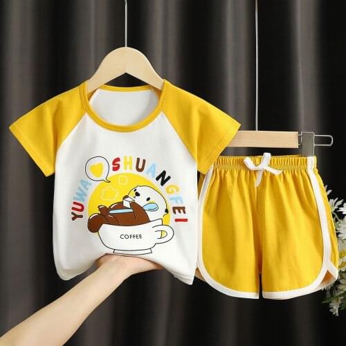 9 12 18 Month Baby Clothes Girl Sets Summer T-shirt+shorts Leisure Suit 2-6 Age Boys Fashion Cartoon Outfits Kids Wear Brand