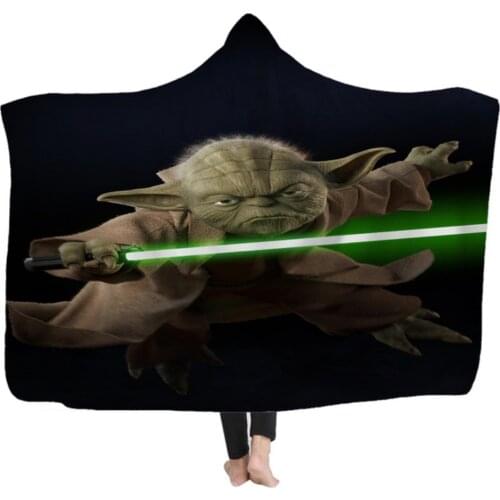 Disney Star Wars Yoda Baby Series Cute Pattern Hooded Cloak Comfort Soft Blanket Children Adult Air Conditioned Siesta Blanket