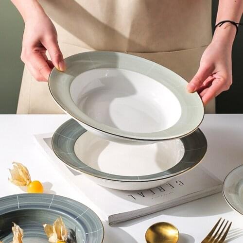 Porcelain Pasta Plate Food Serving Plate Round Soup Pasta Bowls Salad Plates or Any Kind of Food Kitchen Dinnerware