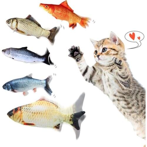 25-30CM Cat Toy Fish USB Electric Charging Simulation Dancing Jumping Moving Floppy Fish Cat Toy Electronic Fish For Cats Toys