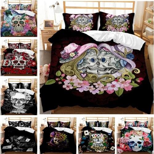 Rose Series Of Skeletons 2/3 Piece Bedding Set Fashion Printing Quilt Cover Skull Duvet Cover With Pillowcase Home Textiles