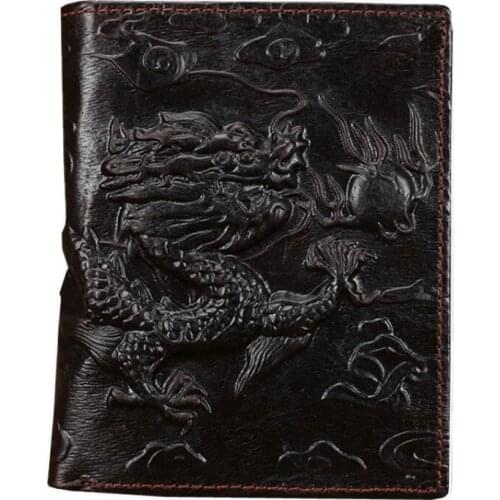 Hot Sale Luxury Cattle Male Quality leather Fashion Design Dragon Emboss Simple Standard Brand Wallet Handy Purse Men D long