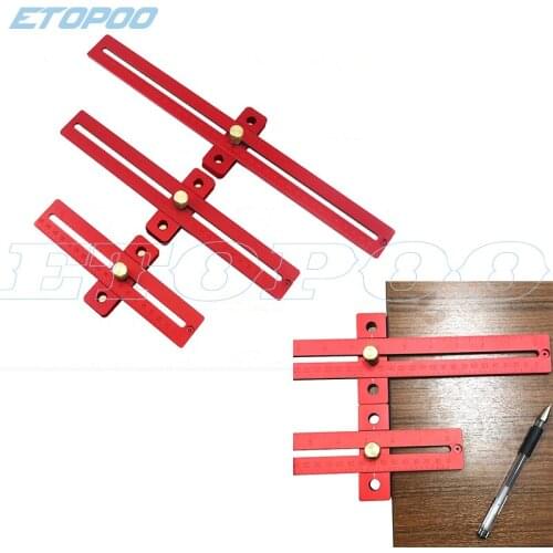 Aluminum Alloy 170/270/370mm Scale Measure Scribing Ruler Woodworking T-type Hole Ruler Marking Tool