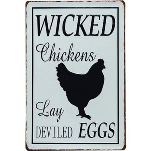 Eggs Metal Tin Sign Wall Decor for Bar/Cafe/Home Kitchen/Restaurant/Garage/Man Cave/Lounge Décor,12" X 8" Inches