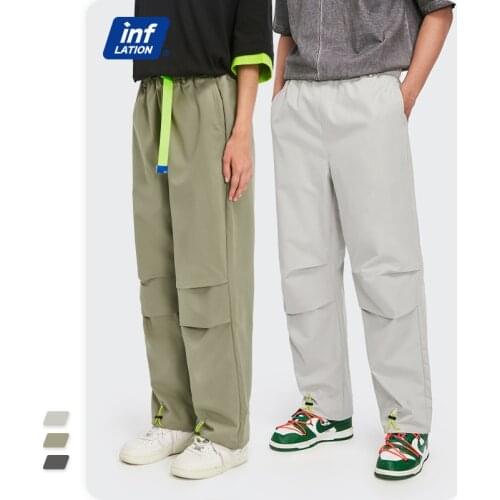 INFLATION Harajuku Casual Pants Men Loose Straight Pants With Belt Men Spring Hip Hop Pants With Drawstring Men Joggers 3580S21