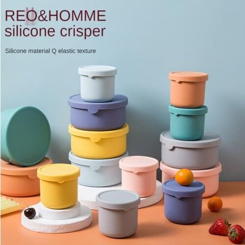 Japanese-Style Silicone Lunch Box Set Student Office Worker Insulated Lunch Box Portable Vegetable and Fruit Fresh-Keeping Box