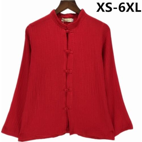 New 2020 Spring Autumn Women Tops Blusa Camisa Fashion Elegant cotton linen shirt tops,plus size clothing XS-5XL 6XL Red Pink