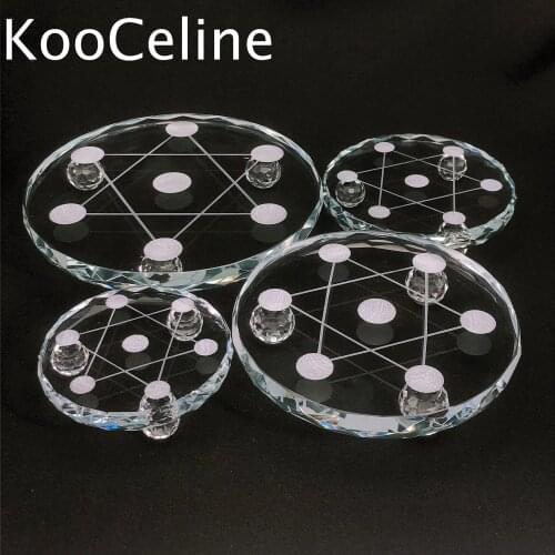 Clear Glass Seven Star Array Chakra Holder Energy Reiki Healing Stones Room Home Aquarium Decoration Accessories Gemstone
