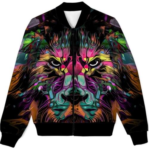 REAL American SIZE Abstract Lion Sublimation Print Zipper Up Jacket Plus SIze 4XL 5XL 6XL