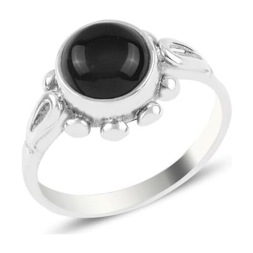 Silver 925 Sterling Onyx Daisy Engagement Ring
