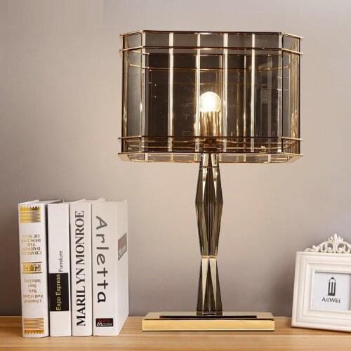 SGROW American Crystal Glass Table Lamp Nordic Creative Personality Lights for Living Room Study Lamps Bedroom Lighting Fixtures