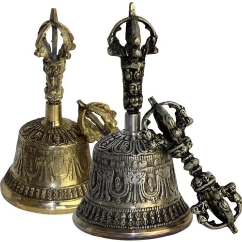 Tibetan Buddhist Meditation Bell and Dorje Set Shiplies Extra Loud Multi-Purpose Hand Call Bell