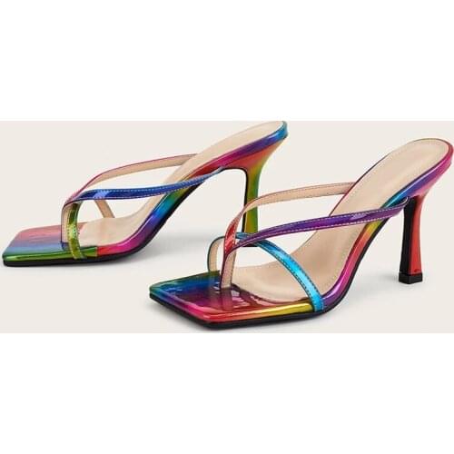 Comemore 2021 New Color Women Slipper Summer Shoes Outdoor Sandal High Heel Slip on Flip Flops Women Slides Sandal Plus Size 42