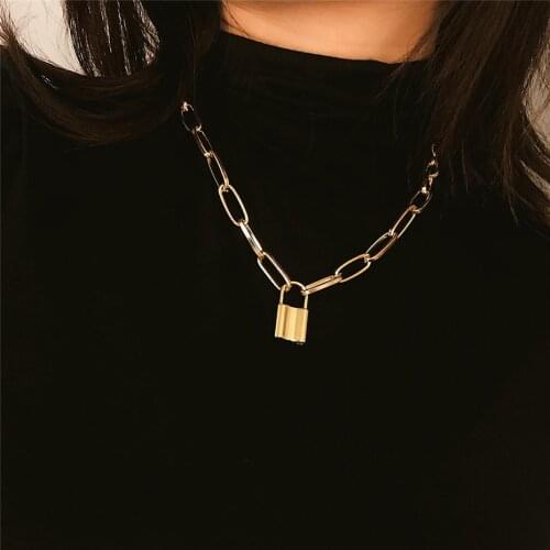 Women Hip-hop Rock Lock Necklace Punk Style Gothic Choker Necklace Collar Statement Pendant Necklace Collares de Moda 2020