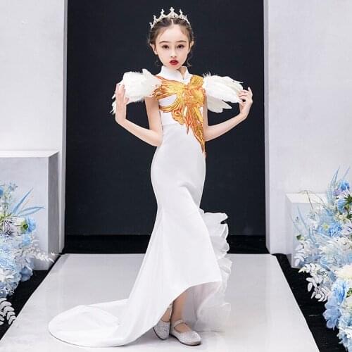 2021 New Fashion Show Girls Evening Dress Mermaid Skirt Party Long Dresses Formal Clothing Vestido De Festa De Menina