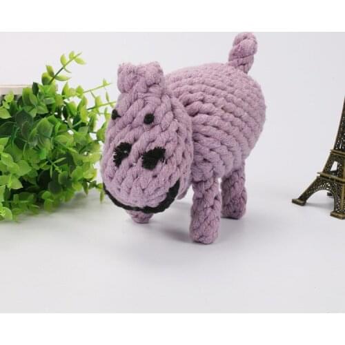 1PC Pet Interactive Toy Hand-woven Hippo Cotton Rope Toy Medium Large Dog Bite Rope Dog Toy Pet