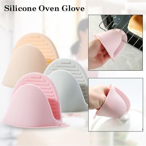 2Pcs Thicken Silicone Baking Mitts Glove Heat Insulated Finger Gloves Cooking Anti-slip Gripper Pot Mitten Kitchen Baking Tool