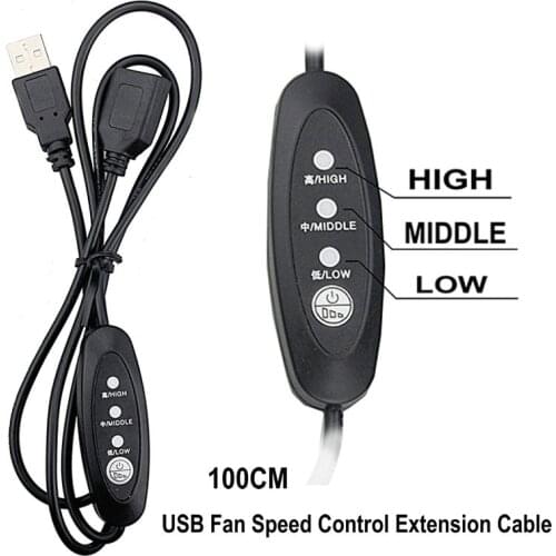 2Pcs Gdstime 3.28ft 100CM PC Case Fan Speed Control Extension Cord USB Fan Controller Cable Extend Wire Three-gear Regulation