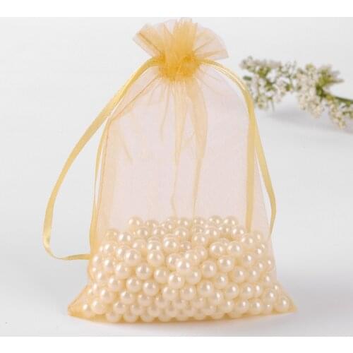 2000pcs 9*12cm Champagne Organza Gift Bag Jewelry Packaging Display Bags Drawstring Pouch For Bracelets/necklace/wed Yarn Bag