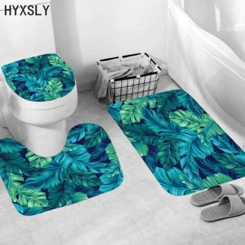 3pcs/set Printed Tropical Leaves Toilet Seat Mat Lid Cover Anti-slip Absorbent Bathroom Kitchen Floor Carpet High Quality Rugs