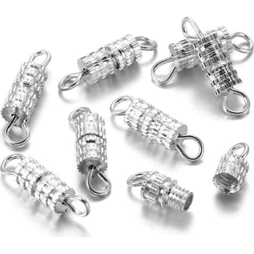 50 Pcs Cylinder Fasteners Buckles Closed Bead End Clasp Screw Hook for DIY Bracelet Necklace Connectors Jewelry Making Diy