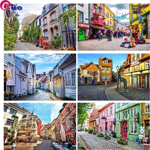 Diy diamond Painting 5d Picture Of Rhinestones Diamond Mosaic Landscape Germany Street Building Home Decor Diamond Embroidery