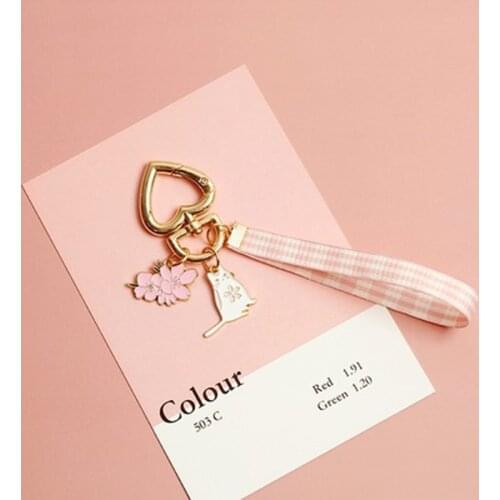 Lovely Ribbon Rabbit Cat Keychain Keyring For Women Girl Jewelry Animal Pet Flower Cute Bag Car Key Holder Keyring