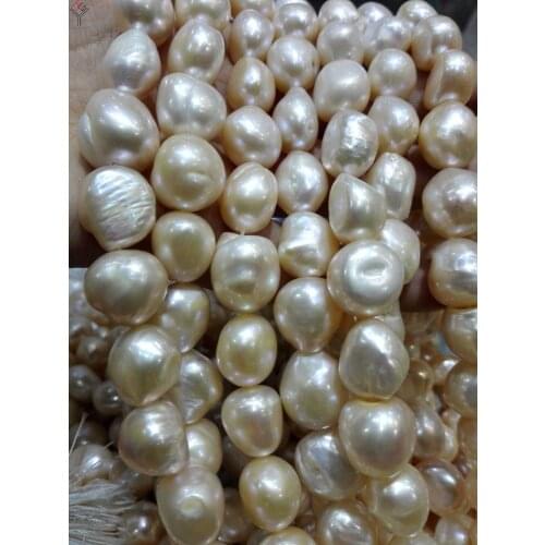 One Strands Real Pearl 13mm Bright Pink Pearl Baroque Natural Freshwater Pearl loose beads 35cm / 15inch