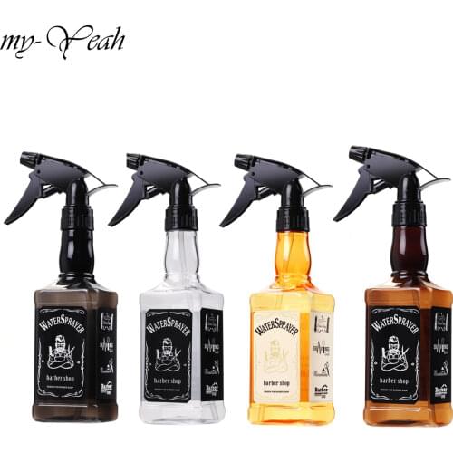 4 Colors 500ml Spray Bottle Retro Whiskey Oil Head Watering Can Water Sprayer Professional Salon Barber Hairdressing Tool