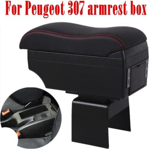 For Peugeot 307 armrest box central Store content box decoration accessory